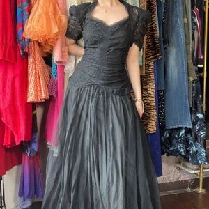Vintage Black Two Piece Whimsygoth Maxi Dress Size Small/Medium